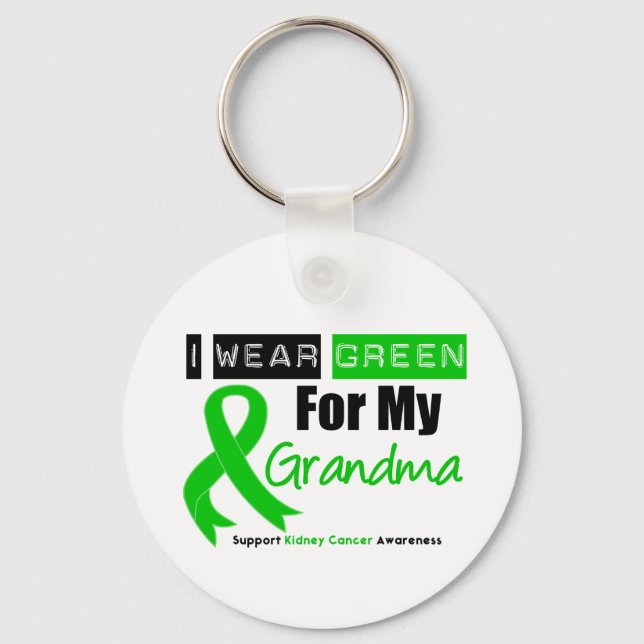 Kidney Cancer Green Ribbon For My Grandma Keychain (Front)