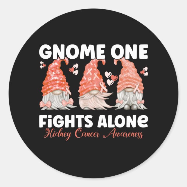Kidney Cancer Orange Ribbon Gnome Classic Round Sticker (Front)