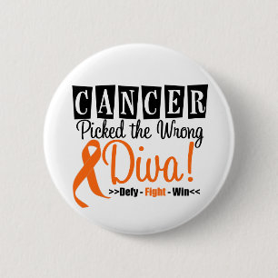 Kidney Cancer Picked The Wrong Diva v3 2 Inch Round Button