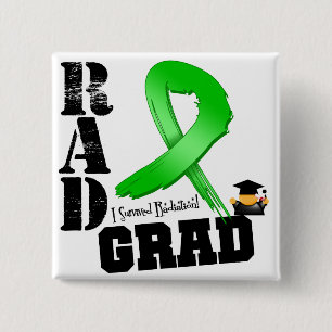 Kidney Cancer RAD Grad (Green Ribbon) 2 Inch Square Button
