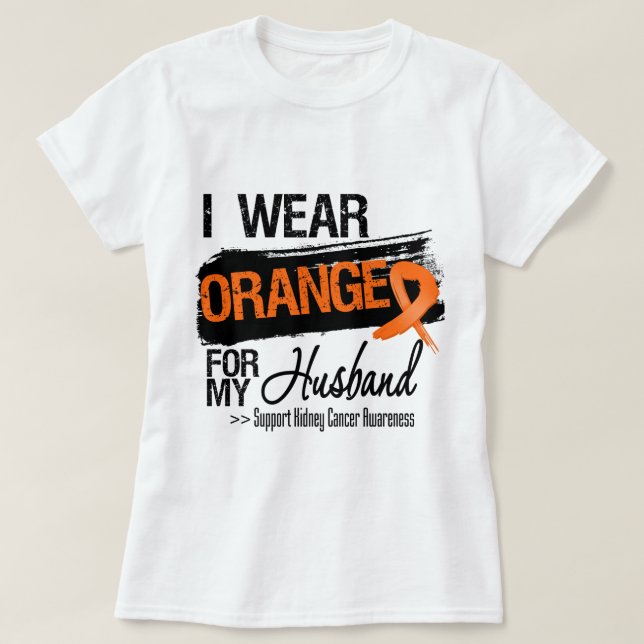 Kidney Cancer Ribbon Husband T-Shirt (Design Front)