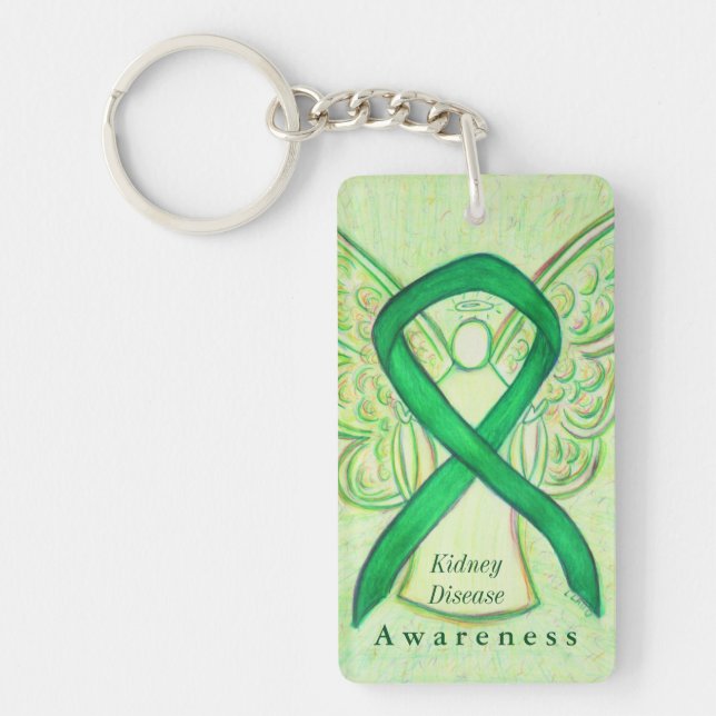 Kidney Disease Angel Awareness Ribbon Keychain (Front)