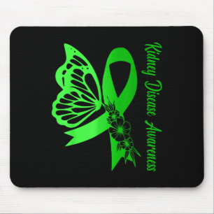 Kidney Disease Awareness Green Ribbon Butterfly Su Mouse Pad