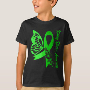 Kidney Disease Awareness Green Ribbon Butterfly Su T-Shirt