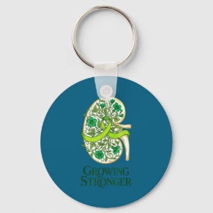 Kidney disease awareness green ribbon floral renal keychain