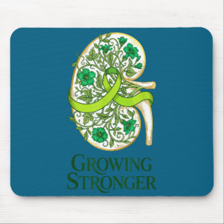Kidney disease awareness green ribbon floral renal mouse pad