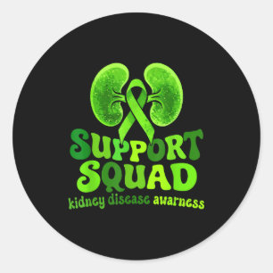 Kidney disease awareness green ribbon groovy classic round sticker