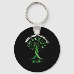 Kidney disease awareness green ribbon tree hope keychain