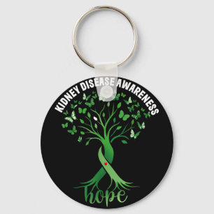 Kidney disease awareness green ribbon tree hopeKid Keychain