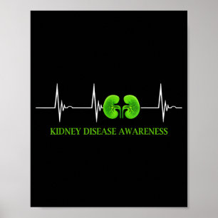 Kidney disease awareness heartbeat green warrior poster