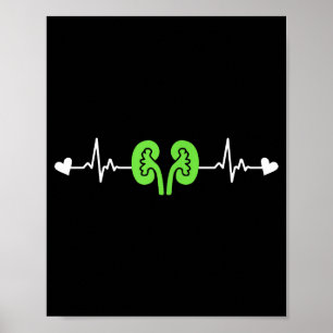 Kidney Disease Awareness Heartbeat Transplant Orga Poster
