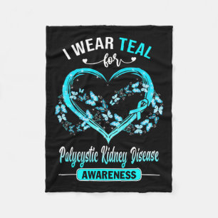 Kidney Disease Awareness I Wear Teal Butterfly Fleece Blanket