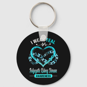 Kidney Disease Awareness I Wear Teal Butterfly Keychain
