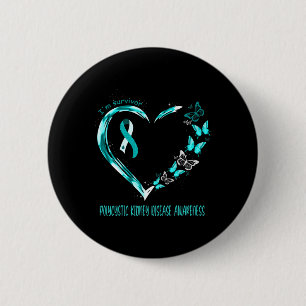 Kidney Disease Awareness I'm Survivor Heart Ribbo  2 Inch Round Button