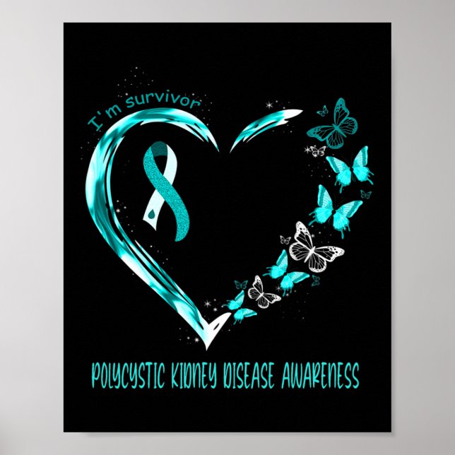 Kidney Disease Awareness I'm Survivor Heart Ribbo  Poster (Front)