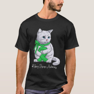 Kidney Disease Awareness Month Green Ribbon Cat T-Shirt