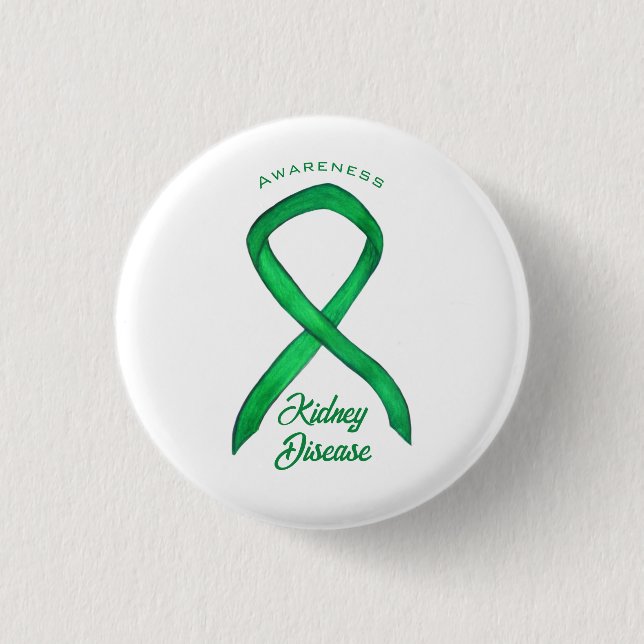 Kidney Disease Awareness Ribbon Custom Button (Front)