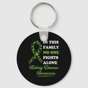 Kidney Disease Awareness Ribbon Family Nobody Figh Keychain
