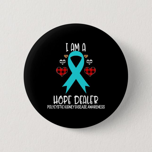Kidney Disease Awareness Ribbon I Am A Hope Deale  2 Inch Round Button (Front)