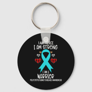 Kidney Disease Awareness Ribbon I Am Fierce Stron Keychain