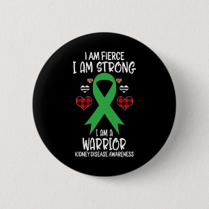 Kidney Disease Awareness Ribbon I Am Fierce Strong 2 Inch Round Button
