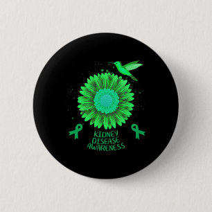 Kidney Disease Awareness Sunflower Hummingbird Gif 2 Inch Round Button