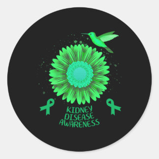 Kidney Disease Awareness Sunflower Hummingbird Gif Classic Round Sticker