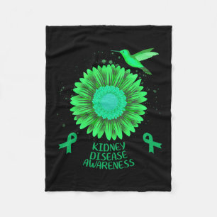 Kidney Disease Awareness Sunflower Hummingbird Gif Fleece Blanket