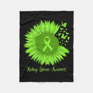 Kidney Disease Awareness Sunflower Mom Green Ribbo Fleece Blanket