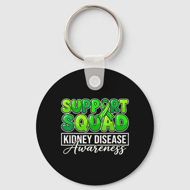 Kidney Disease Awareness Support Squad Green Keychain (Front)