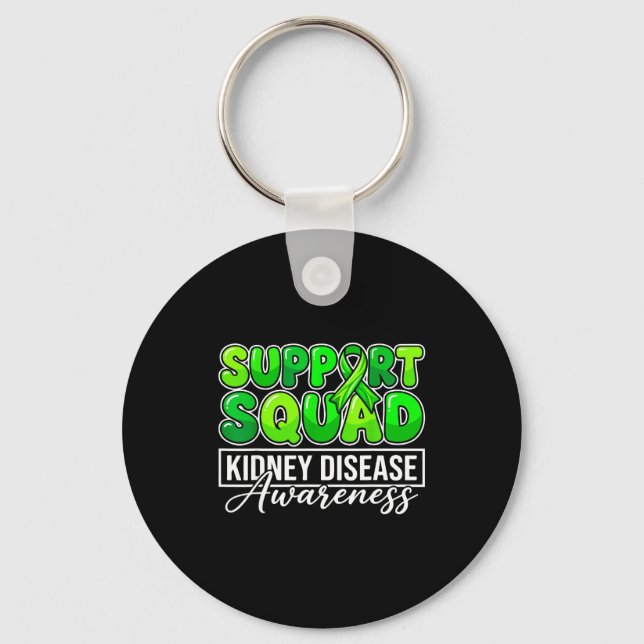 Kidney disease awareness support squad green keychain (Front)