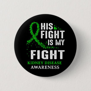 Kidney Disease Awareness Survivor Green Ribbon Men 2 Inch Round Button