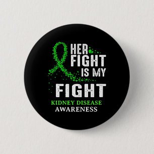 Kidney Disease Awareness Survivor Green Ribbon Men 2 Inch Round Button