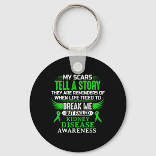Kidney Disease Awareness Survivor Green Ribbon Men Keychain