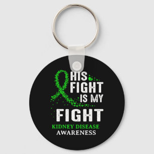 Kidney Disease Awareness Survivor Green Ribbon Men Keychain