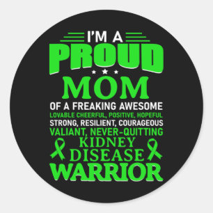 Kidney Disease Awareness Survivor Green Ribbon Mom Classic Round Sticker