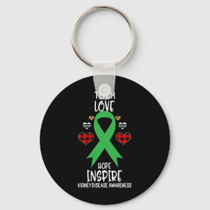 Kidney Disease Awareness Teach Ribbon Love Hope In Keychain