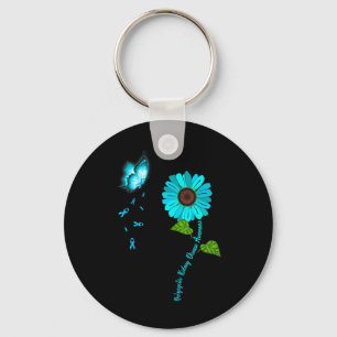 Kidney Disease Awareness Teal Butterfly Sunflower  Keychain