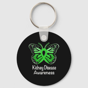 Kidney Disease Awareness Warrior Support Green Rib Keychain