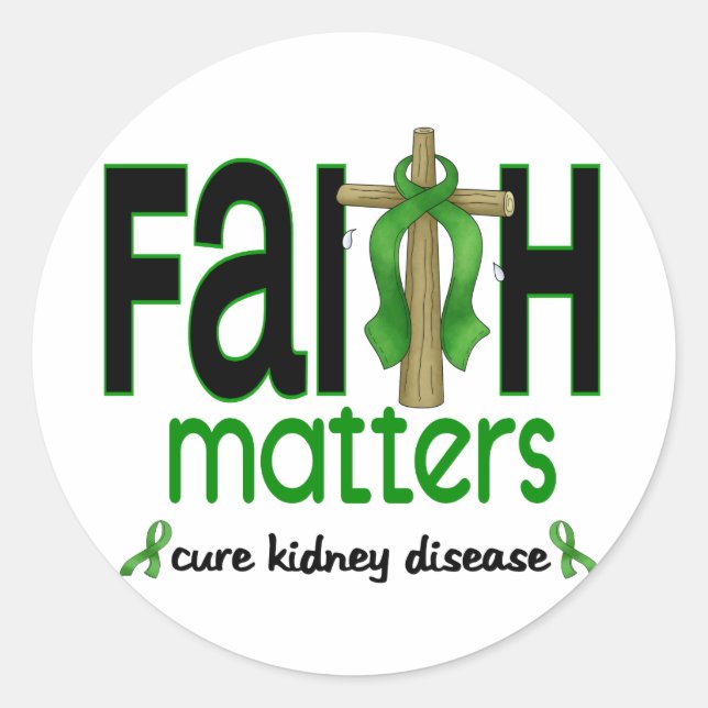 Kidney Disease Faith Matters Cross 1 Classic Round Sticker (Front)