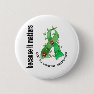 Kidney Disease Flower Ribbon 3 2 Inch Round Button