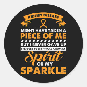 Kidney Disease Gift - Never Give Up Kidney Cancer Classic Round Sticker