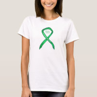 Kidney Disease Green Awareness Ribbon Art T-Shirt