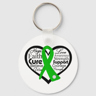 Kidney Disease Heart Ribbon Collage Keychain