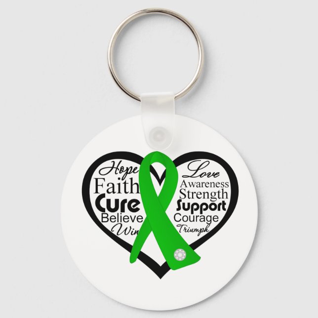 Kidney Disease Heart Ribbon Collage Keychain (Front)
