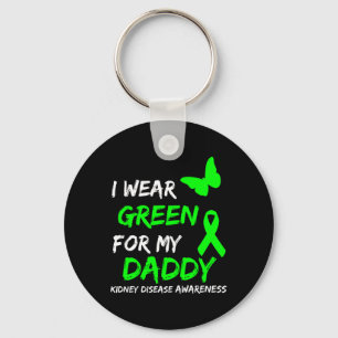 Kidney Disease I Wear Green For My Daddy Ribbon Keychain