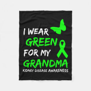 Kidney Disease I Wear Green For My Grandma Ribbon Fleece Blanket