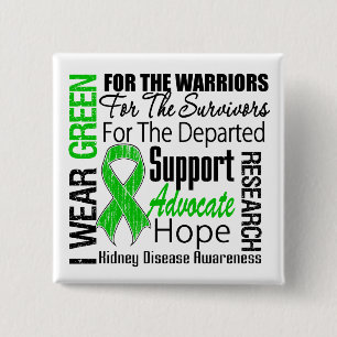 Kidney Disease I Wear Green Tribute 2 Inch Square Button