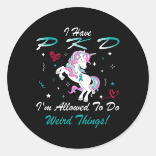 Kidney Disease Pkd Awareness Unicorn Support  Classic Round Sticker