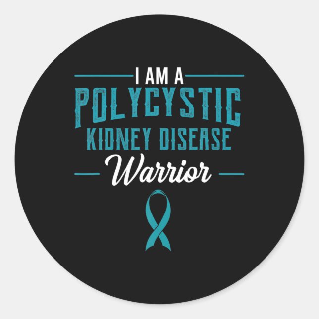 Kidney Disease Pkd Warrior Pckd Awareness Teal  Classic Round Sticker (Front)